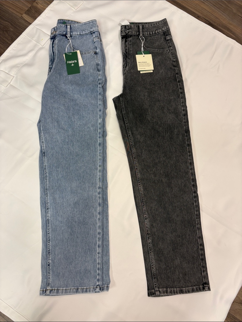 HALARA FLEX WOMEN HIGH WAISTED ZIPPER POCKET STRAIGHT LEG CASUAL JEANS!
